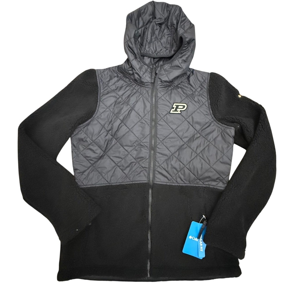 Columbia Purdue Boilermakers Fleece Quilted Hooded Jacket Women's Full Zip SMALL